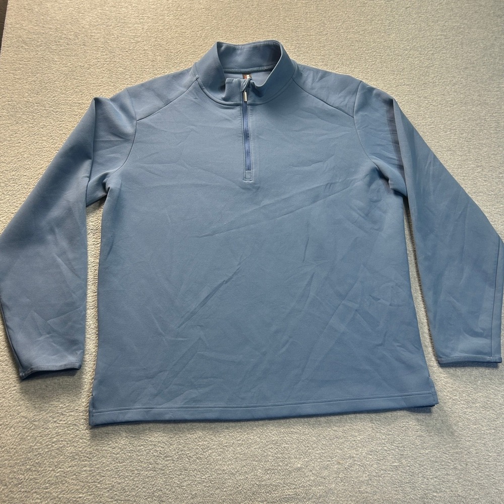 Kirkland Signature  Quarter Zip Pullover Mens XL Blue Long Sleeve  Fleece Jacket